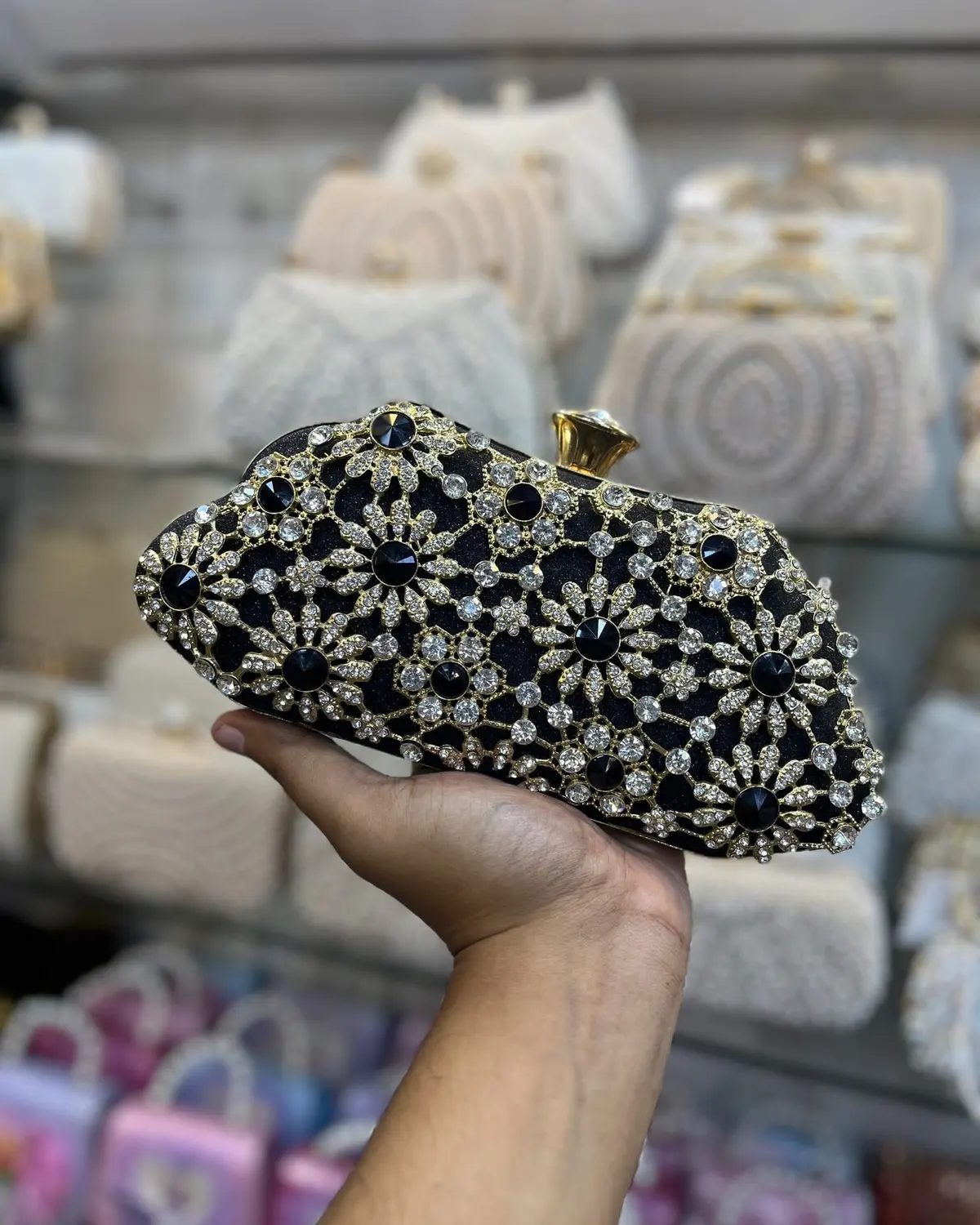 Royal Floral Stone Clutch - Luxury Edition