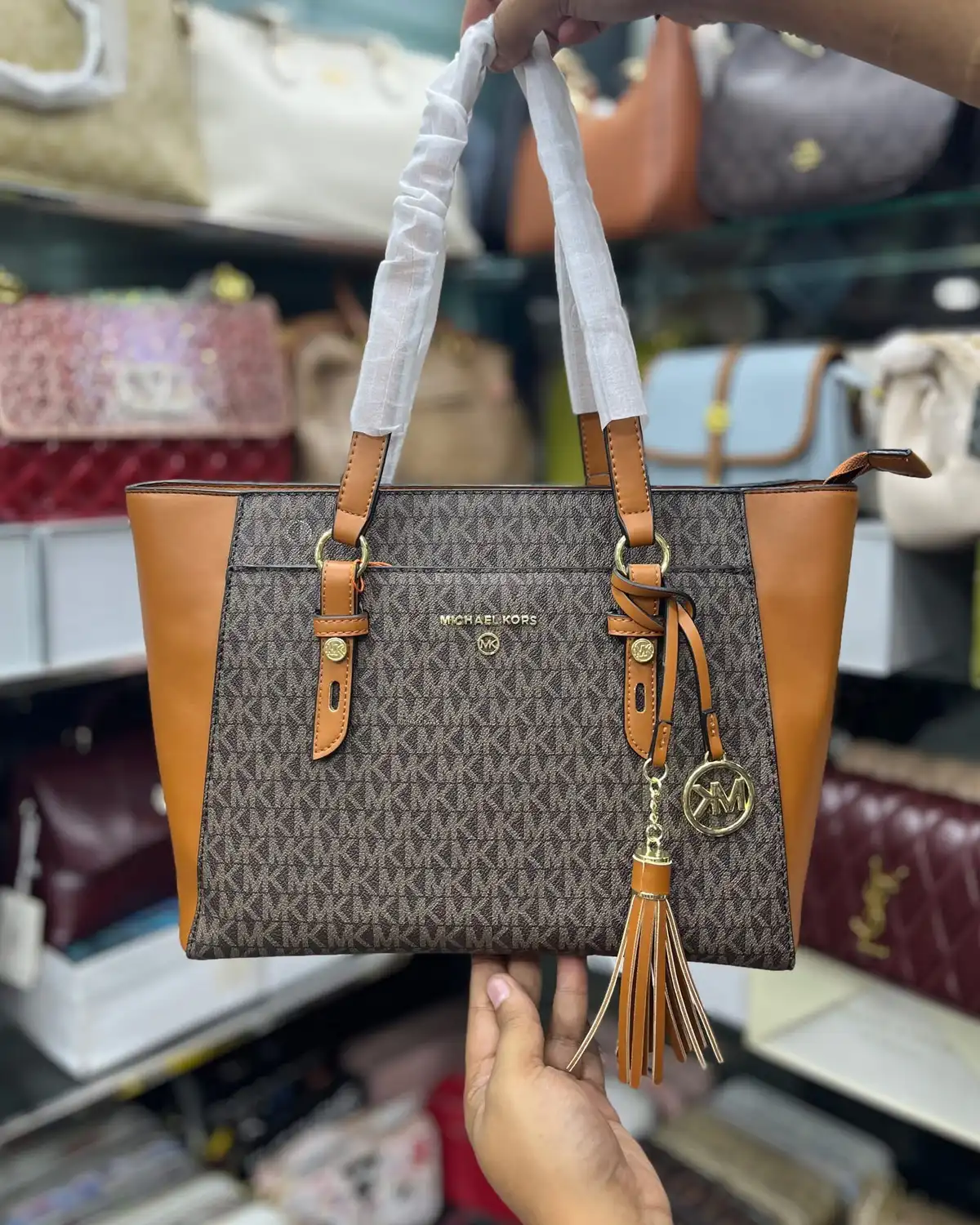 MK Casual Double Pocket & Chamber Tote Bag