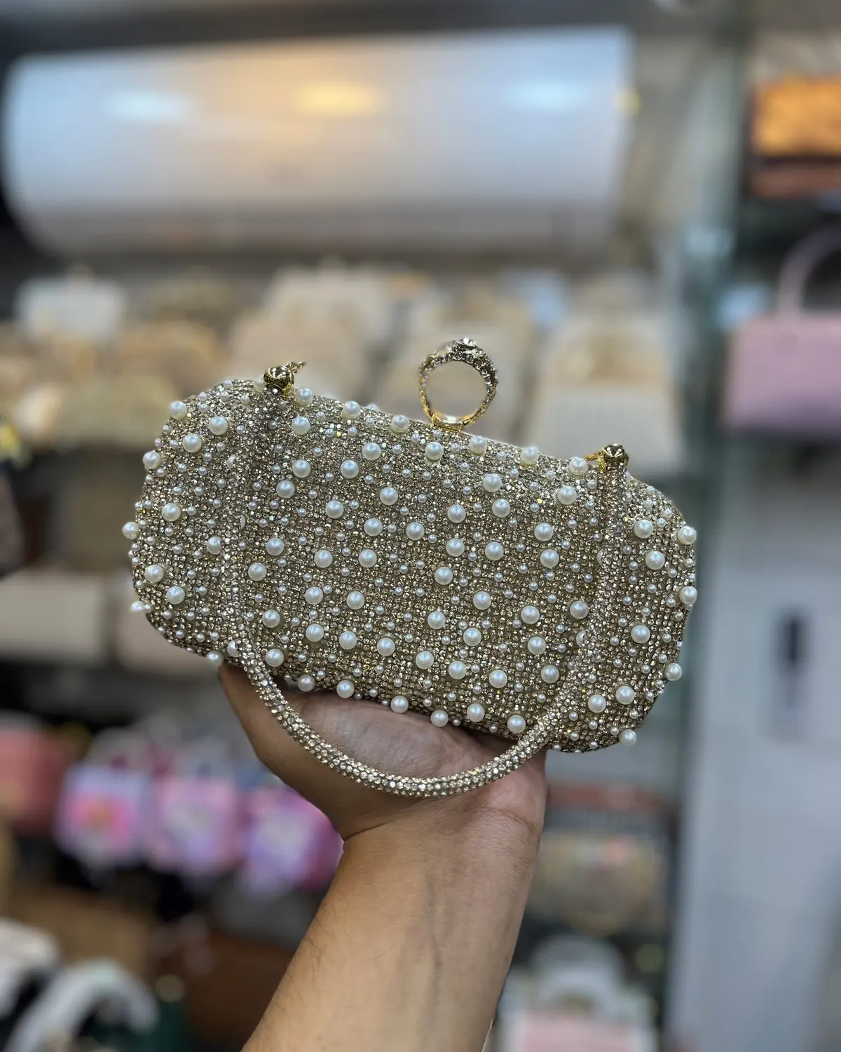 Premium Stone & Pearl Studded Luxurious Party Clutch